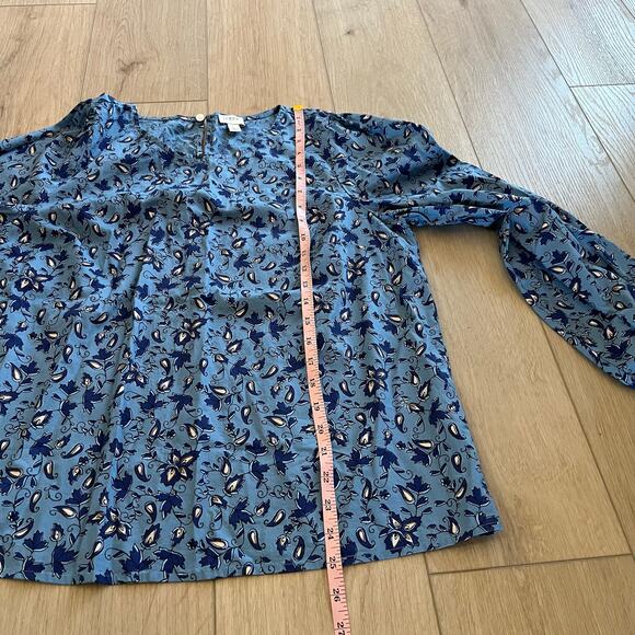 J.Crew Women’s Blue Floral Poplin Blouse Sz Large - Picture 9 of 9